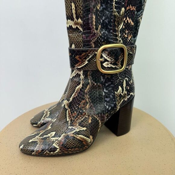 Coach Women’s Evenly Snakeskin Multicolored Oxblood Neutral Stripe Below the Kne - Picture 4 of 15